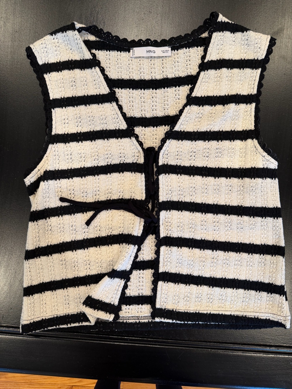 Mango Black and White Striped Knit Tank